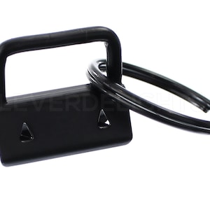 100 Sets - 1&quot; Key Fob Hardware With Key Rings - Dark Black Color - For Lanyards Keychains Straps - KeyFob Hardware - 1 Inch - 25mm