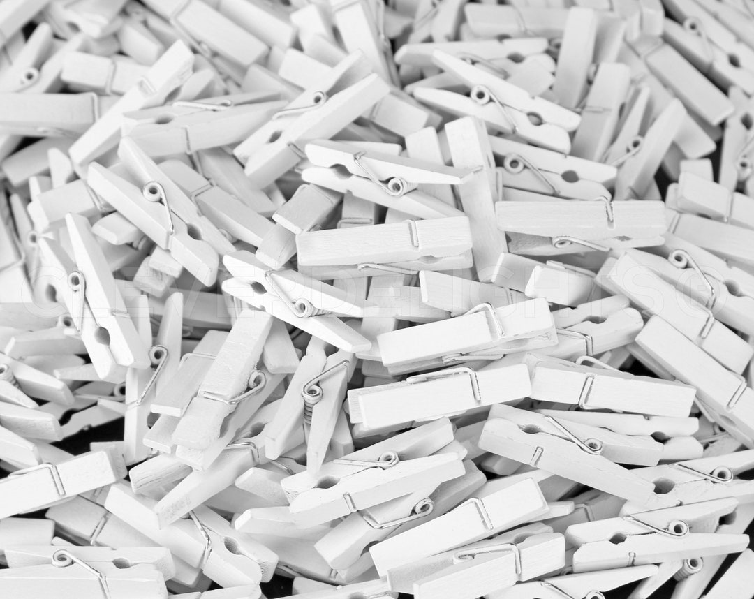 50 Pk 1 3/8 Mini Clothespins White Color Wooden Etsy