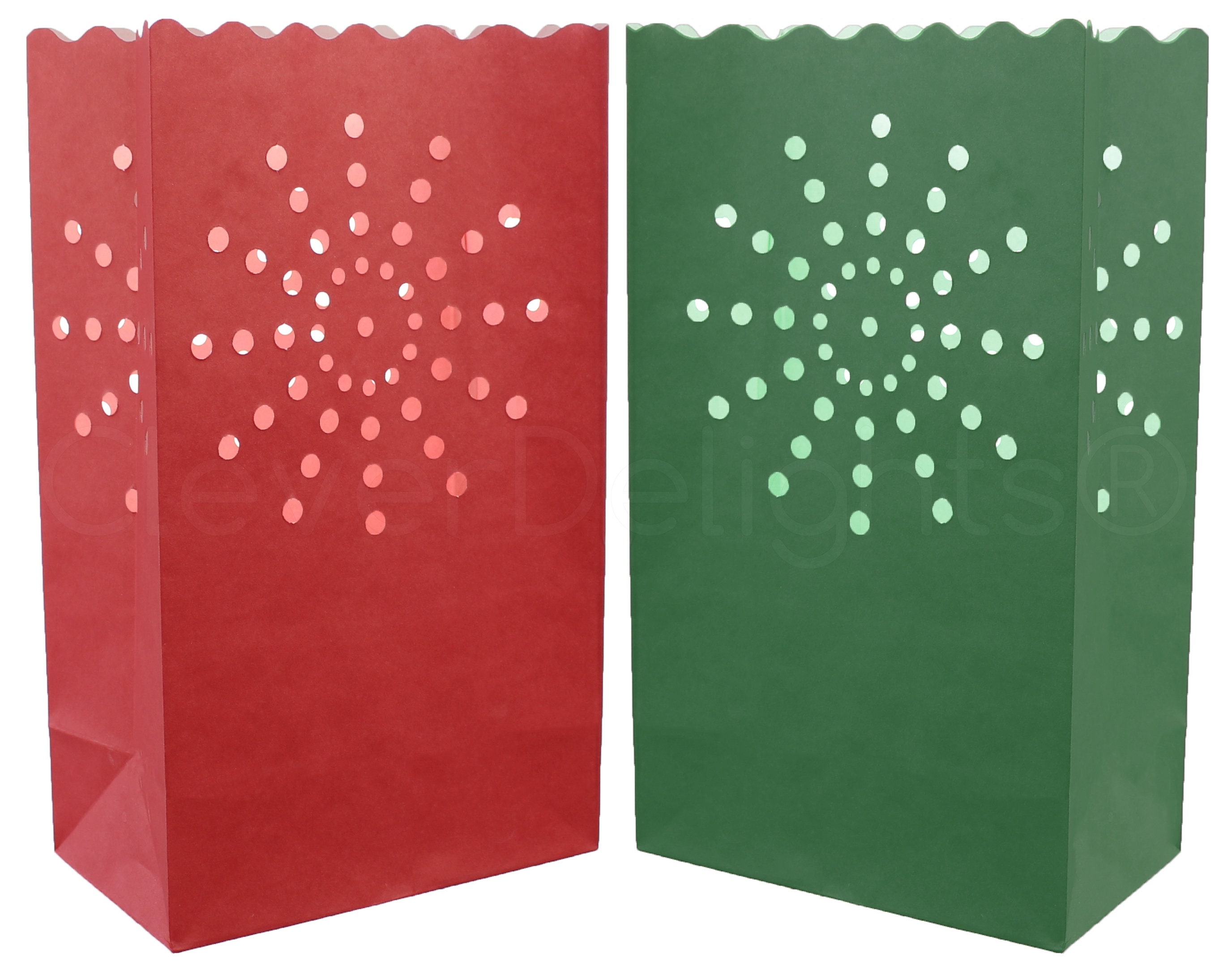 20 Red & Green Luminary Bags Paper Christmas Holiday Party Etsy
