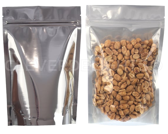 Resealable Ziplock Bag CleverDelights Gold//Clear Stand-Up Pouches 25 Pack 4 x 6 x 2-2oz