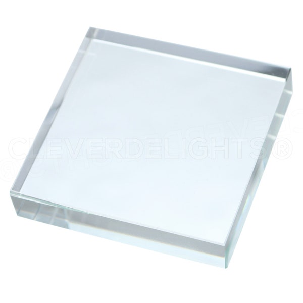 5 Pk - 50mm (2") Square Glass Tiles - Clear Transparent Tiles - Solid Glass Tiles - 10mm Thick