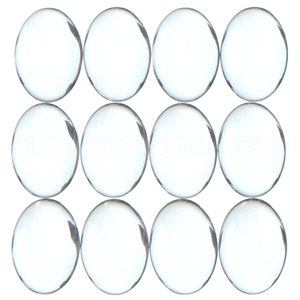 25 Pack 13x18mm Oval Glass Cabochons Clear Transparent Solid Glass Magnifying Cabs 1/2 x 3/4 image 2