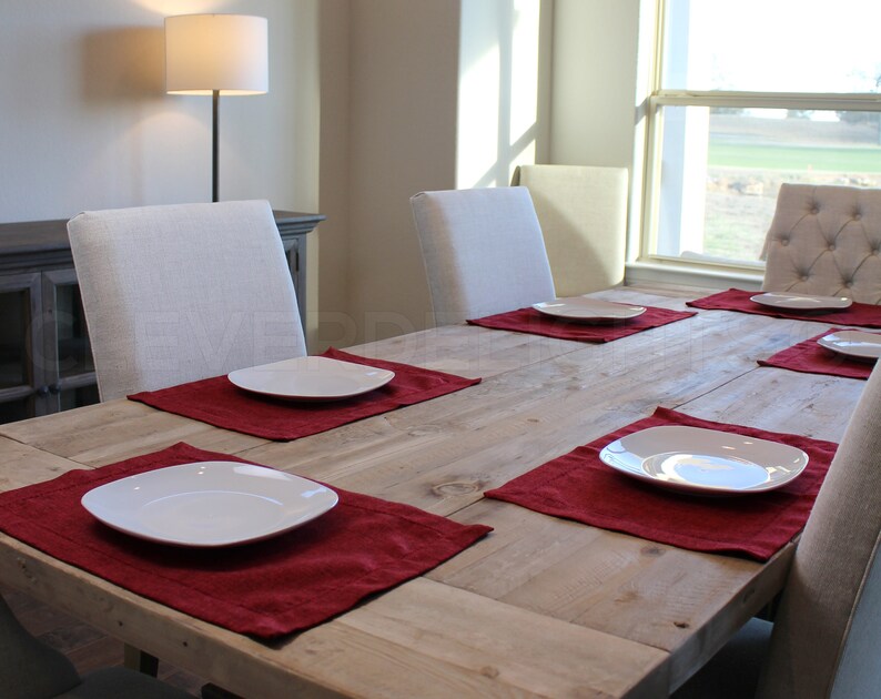 Ladder Hemstitched Place Mats 100/% Soft Polyester 6 Pk Hemstitch Placemats 14 x 20 Red Velvet Color Easy Care /& Washable