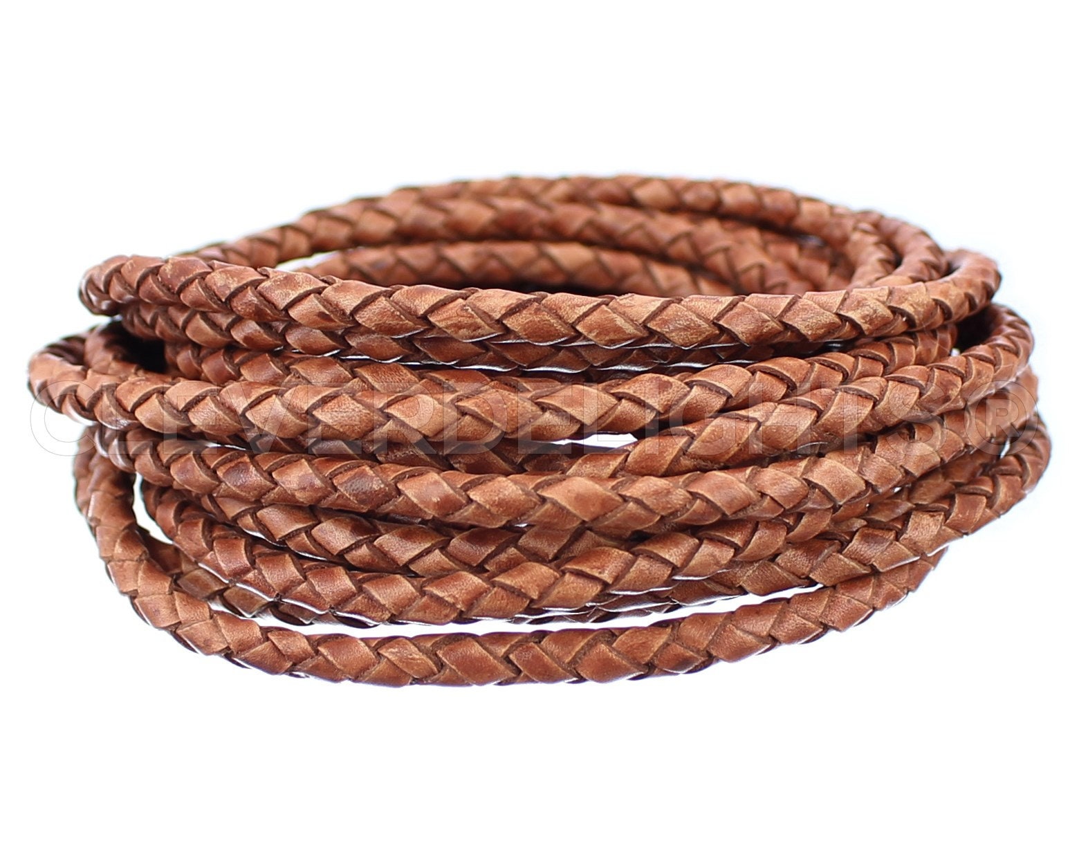 10 Feet 1/8 Brown Braided Leather Bolo Cord Premium Leather 4mm