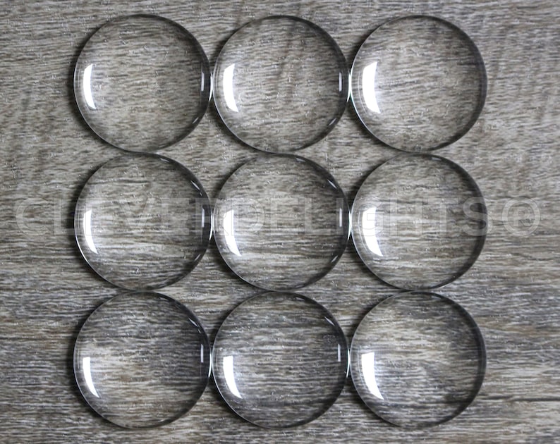 50 Pack 25mm 1 Round Glass Cabochons Clear Transparent Round Solid Glass Magnifying Cabs 1 Inch image 1