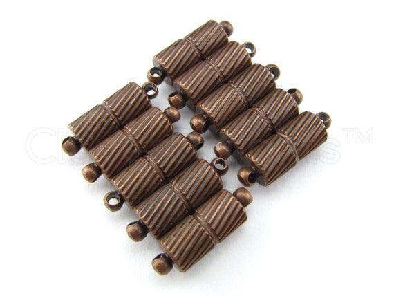 20 Magnetic Clasp Converters Necklace Deco Drum Style Antique Copper Color