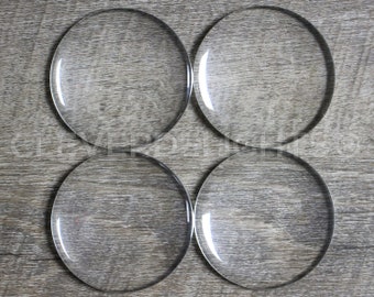 10 Pack - 50mm (2") Round Glass Cabochons - Clear Transparent Round Solid Glass Magnifying Cabs - 2 Inch