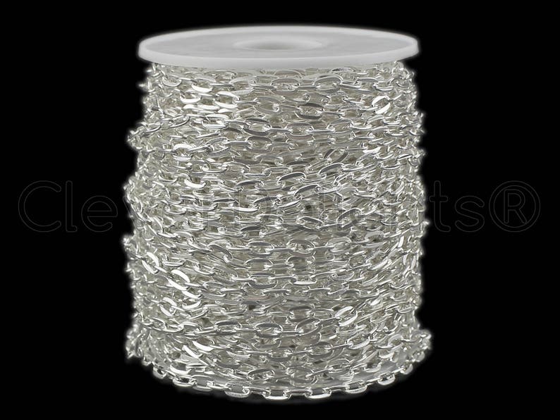 30 Ft 5x7mm Shiny Silver Cable Chain Spool For Necklaces Etsy