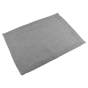 6 Pk - Hemstitch Placemats - 14" x 20" - Slate (Dark Gray) Color - Ladder Hemstitched Place Mat - 100% Soft Polyester - Easy Care & Washable