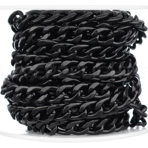10 Ft - 6x8mm Curb Chain - Dark Black Color - Craft Jewelry Necklaces Chain - Large Curb Chain Links - Bulk Spool Roll