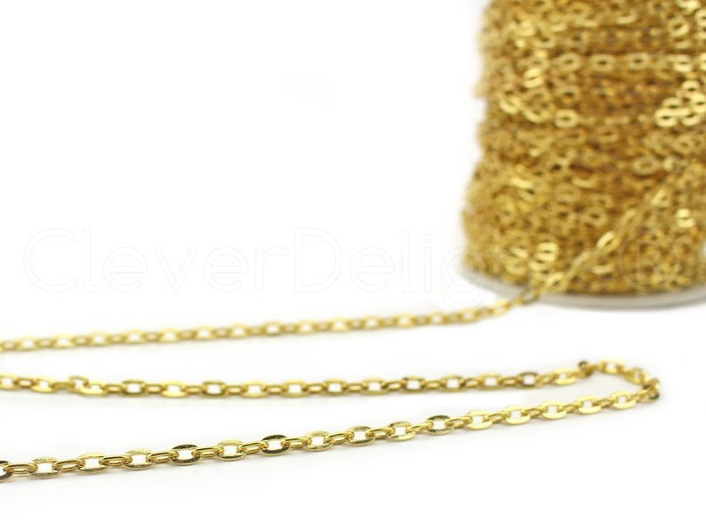 30 Ft 4x6mm Gold Cable Chain Spool For Necklaces Jewelry Etsy