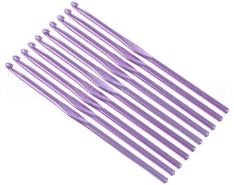50 Pk - 5mm Crochet Hooks (Size H-8) - Aluminum - 6 Inch Length - 5mm Diameter - Crochet Knitting Craft Gift Projects