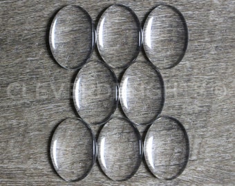 25 Pack - 18x25mm Oval Glass Cabochons - Clear Transparent Solid Glass Magnifying Cabs - 3/4" x 1"