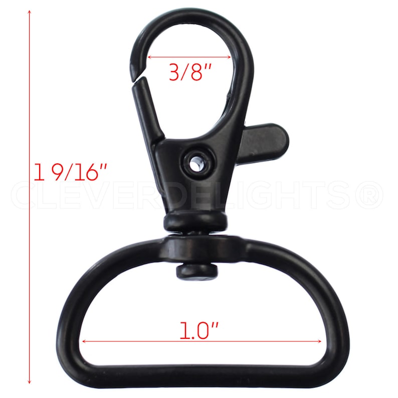 Dark Black Color Key Jewelry Rotating Clasp 100 Pk 1 D-Ring Swivel Lobster Clasps For 1 Inch Wide Lanyards 1 58 x 1 14 Inch
