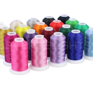 Embroidery Machine Thread - 20 Colors - 1100Yd Spools - Polyester Thread Set - 40 Weight (120D/2) Premium Thread - Embroidery and Sewing