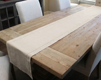 16" x 108" - Natural Linen Hemstitch Table Runner - 100% Pure Linen - Ladder Hemstitched Cloth Table Runner - Embroidery Monogram Supplies