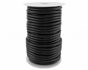10 Ft - Solid Rubber Cord - 5mm (3/16") - Black Color - Premium Solid Rubber Cording - For Beading, Jewelry, Crafts, Necklaces
