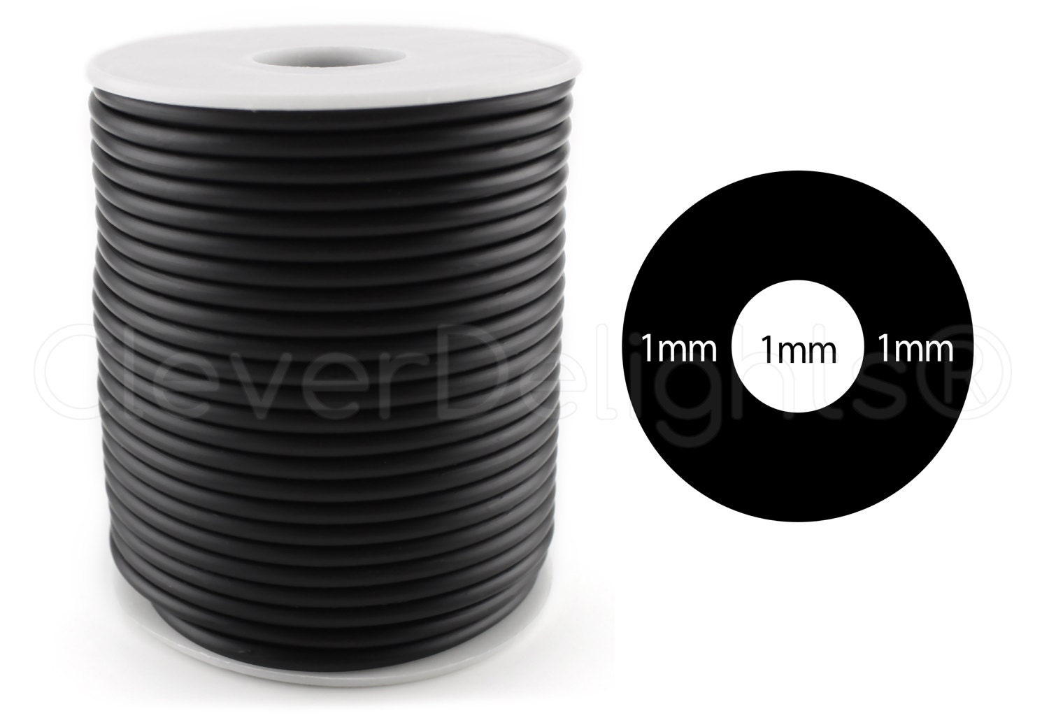 CleverDelights Black Solid Rubber Cord - 30 Feet - 3mm (3/32) Round - Crafts Beading Jewelry Necklaces