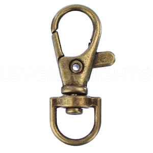 50 Pk - 1.5&quot; Swivel Lobster Clasps - Antique Bronze Color - Rotating Connector For Keys Lanyards ID Badges - 1 1/2 Inch by 5/8 Inch