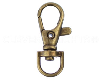 50 Pk - 1.5" Swivel Lobster Clasps - Antique Bronze Color - Rotating Connector For Keys Lanyards ID Badges - 1 1/2 Inch by 5/8 Inch