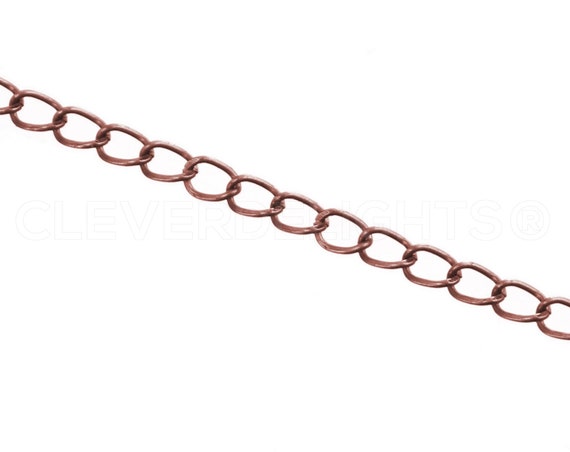 Bulk Spool Antique Copper 100 Feet Curb Chain 3.5mm x 5.5mm Twisted Link