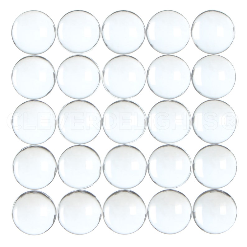 100 Pack 12mm 1/2 Round Glass Cabochons Clear Transparent Round Solid Glass Magnifying Cabs 1/2 Inch image 2