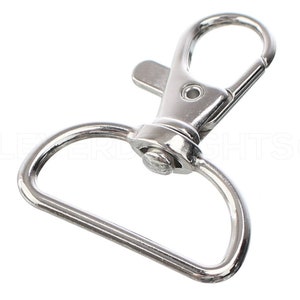 25 Pk - 1" D-Ring Swivel Lobster Clasps - Silver Color - For 1 Inch Wide Lanyards - Rotating Clasp - 1 5/8" by 1 1/4" Inch