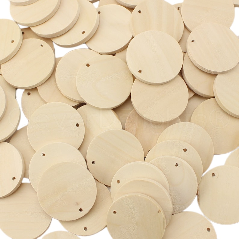 100 Pk 1 3/8 Unfinished Wood Pendants Round Wooden Etsy