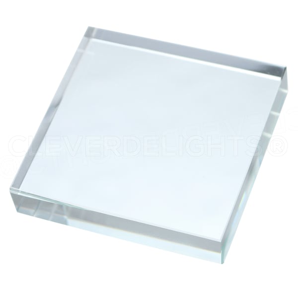 10 Pk - 50mm (2") Square Glass Tiles - Clear Transparent Tiles - Solid Glass Tiles - 10mm Thick