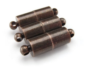 32 Sets - Magnetic Clasp Converters - Large Tube Style - Antique Copper Color