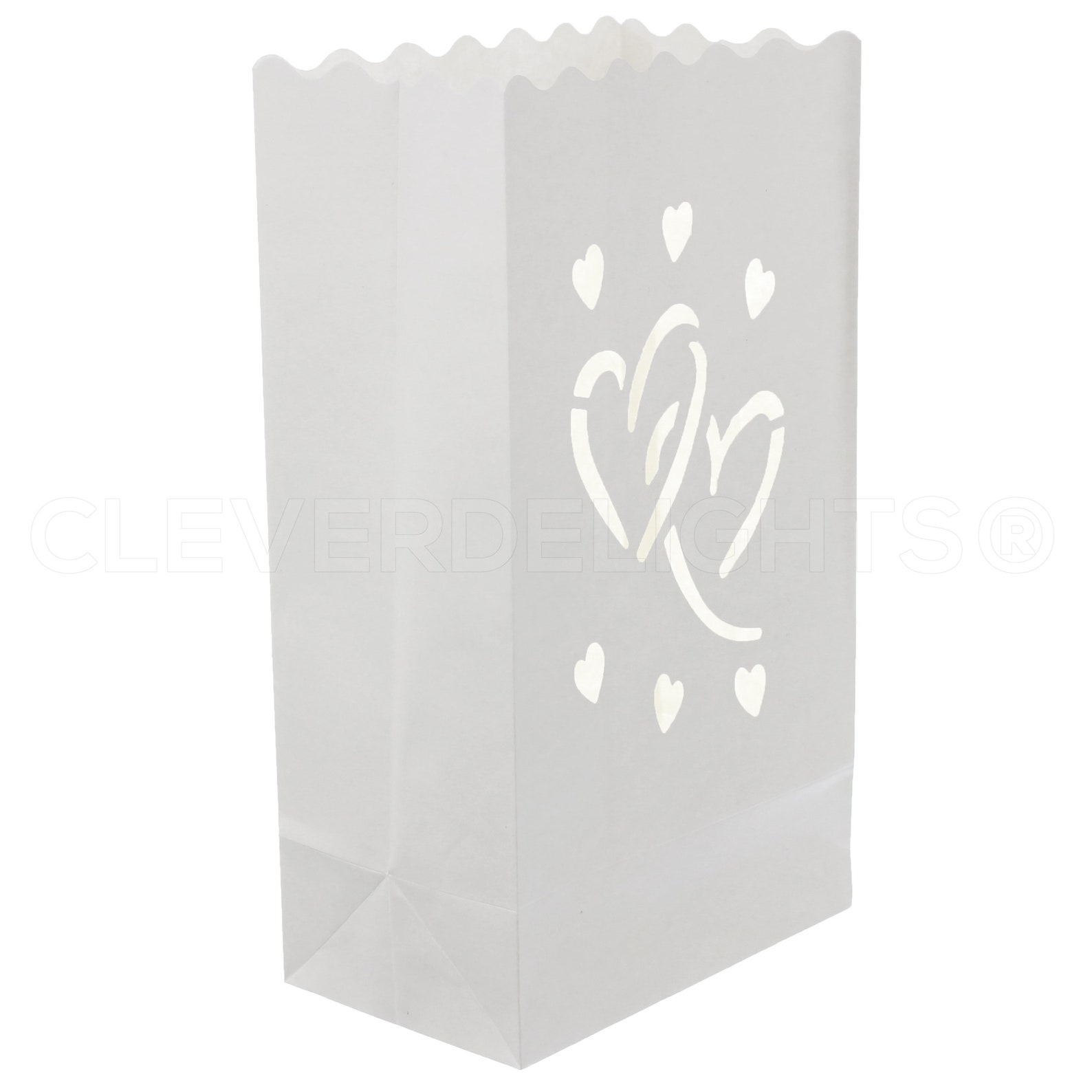 20 Luminary Bags White Interlocking Hearts Design Etsy