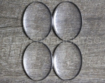 25 Pack - 30x40mm Oval Glass Cabochons - Clear Transparent Solid Glass Magnifying Cabs - 1 3/16" x 1 9/16"