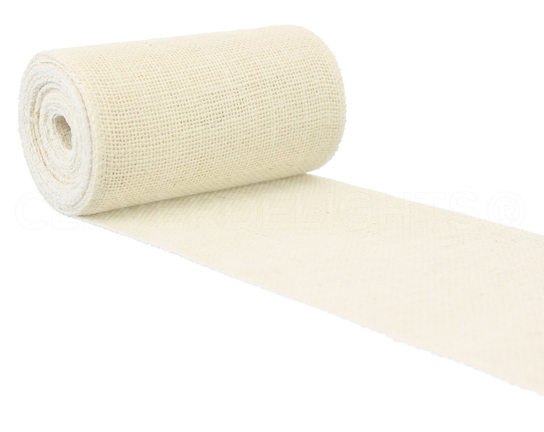 CleverDelights 2 Ivory Burlap Ribbon - Finished Edge - 25 Yards