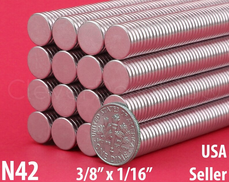 38 x 116 Neodymium Magnets .375 Inch Super Strong Rare Earth Disc Magnets 50 Pk Fridge Scientific Magnets 10mm x 1.5mm N42