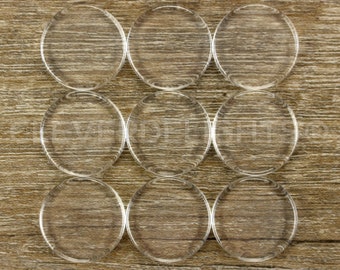 50 Pack - 1" Round Glass Tiles - Flat on Both Sides - Clear Tiles - For Photo Pendants Mosaics Trays  - 1 Inch - 25mm Tiles - 4mm Thick