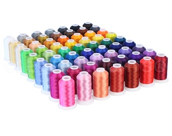 Embroidery Machine Thread - 63 Colors - 1100Yd Spools - Polyester Thread Set - 40 Weight (120D/2) Premium Thread - Embroidery and Sewing