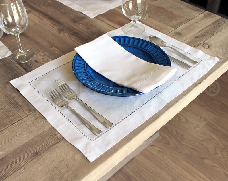 CleverDelights Hemstitch Dinner Napkins - Thumbnail 2