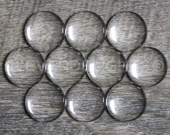 25 Pack - 20mm (3/4") Round Glass Cabochons - Clear Transparent Round Solid Glass Magnifying Cabs - 3/4 Inch