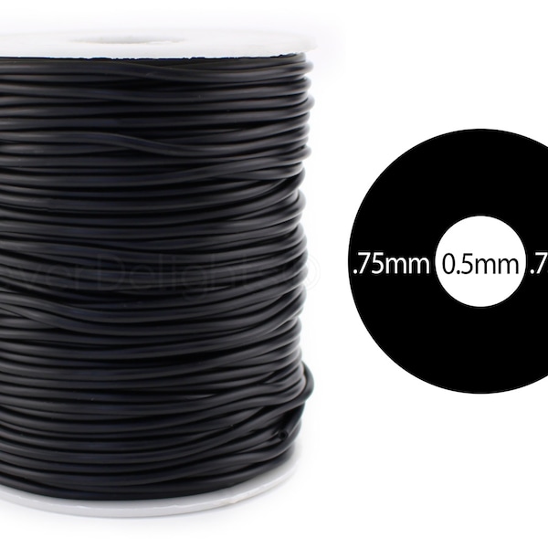 75 Ft - Black Rubber Cord - 2mm (1/16") - Hollow Rubber Tubing - 1/16" OD x 1/64" ID - For Beading, Jewelry, Repairs - Premium Rubber Tube