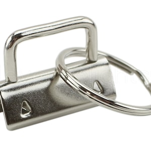 100 Sets - 1.25&quot; Key Fob Hardware With Key Rings - For Lanyards Keychains Straps - Strong Silver Color KeyFob Hardware - 1 1/4 Inch - 32mm