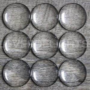 100 Pack - 25mm (1") Round Glass Cabochons - Clear Transparent Round Solid Glass Magnifying Cabs - 1 Inch