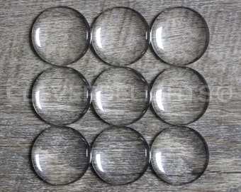 100 Pack - 25mm (1") Round Glass Cabochons - Clear Transparent Round Solid Glass Magnifying Cabs - 1 Inch