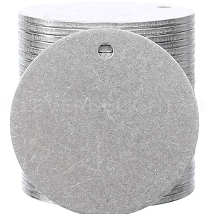 50 Pk - 1 1/2" Aluminum Stamping Blanks with 3mm Hole - 14 Gauge (.063") - 1.5 Inch Diameter - Raw Finish - Round Circle Disc Tag Blank