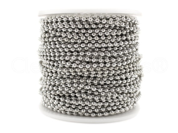 Gunmetal Silver Color Ball Chain Roll 2.4mm Ball #3 Bulk Spool 100 Feet