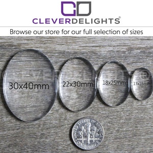 25 Pack 13x18mm Oval Glass Cabochons Clear Transparent Solid Glass Magnifying Cabs 1/2 x 3/4 image 3