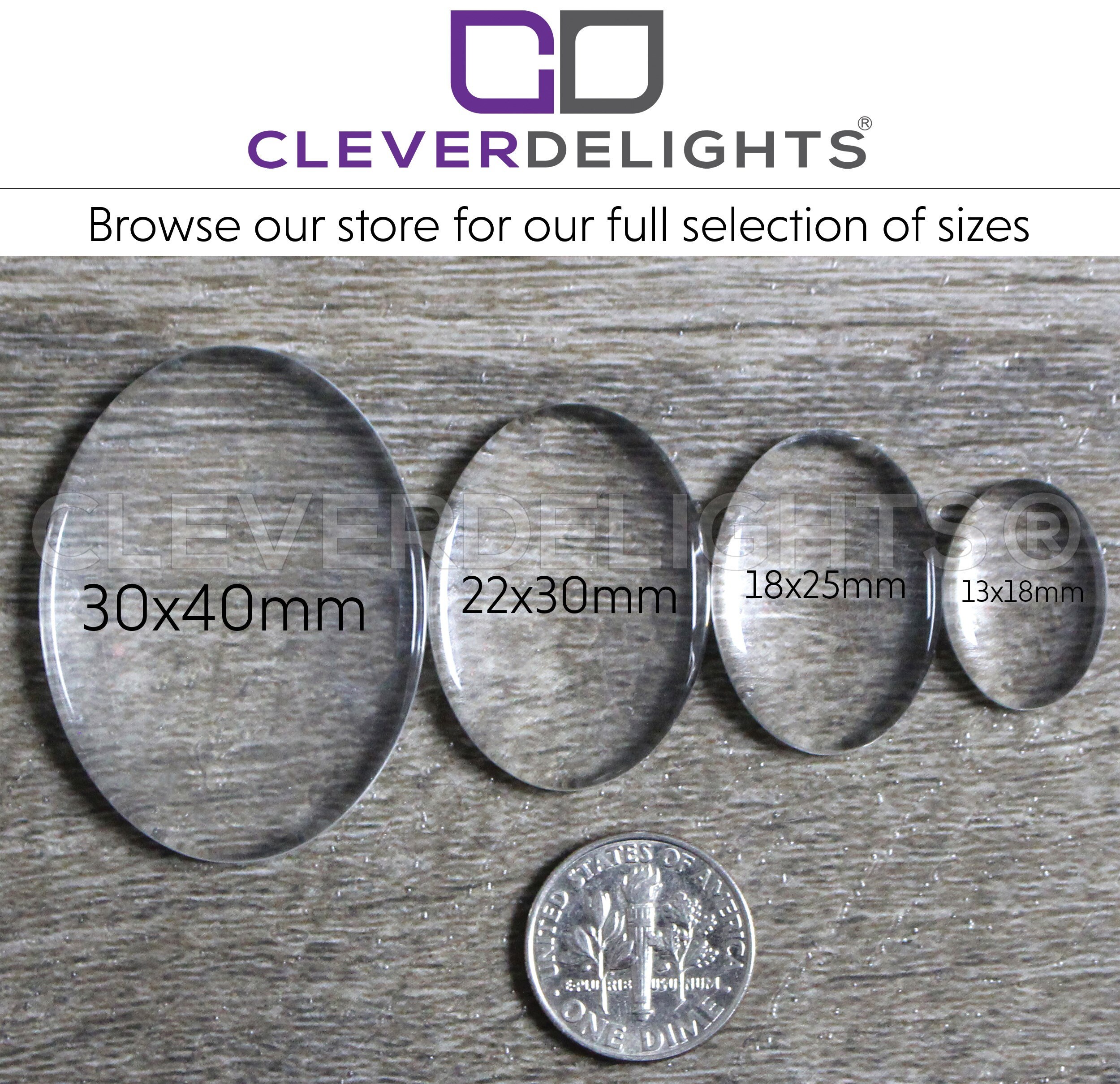 10 Pack - CleverDelights 3 Round Glass Cabochons - 5/8 Thick - Clear Magnifying Glass Dome Cabs