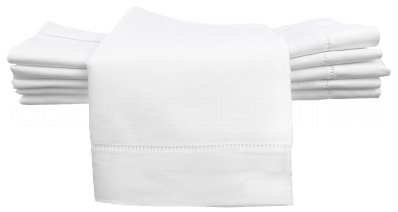CleverDelights Hemstitch Dinner Napkins - Thumbnail 5