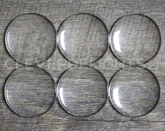 50 Pack - 35mm (1 3/8") Round Glass Cabochons - Clear Transparent Round Solid Glass Magnifying Cabs - 1 3/8 Inch