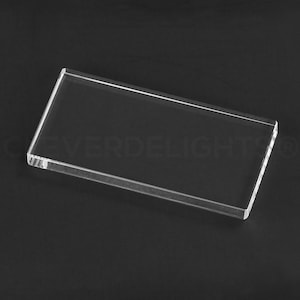 10 Pk - 1&quot; x 2&quot; Rectangle Glass Tiles - Clear Transparent - Solid Glass - 1/8&quot; Thick - 1 x 2 x 1/8 Inch - 2 Flat Sides - Craft DIY Tiles
