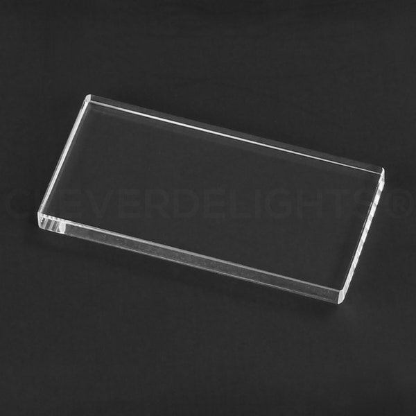 10 Pk - 1" x 2" Rectangle Glass Tiles - Clear Transparent - Solid Glass - 1/8" Thick - 1 x 2 x 1/8 Inch - 2 Flat Sides - Craft DIY Tiles